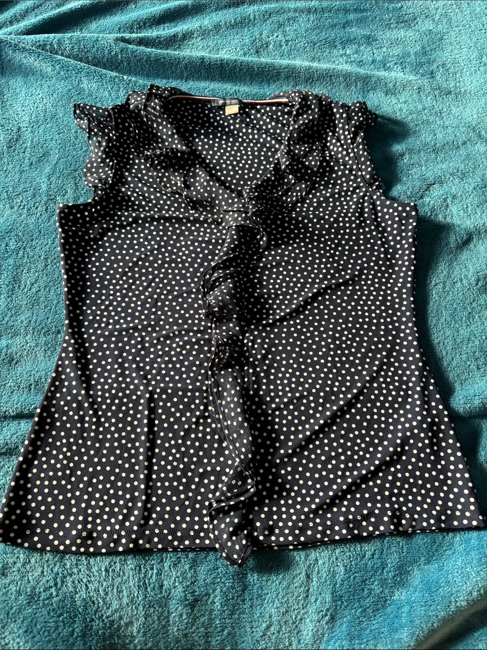 Tommy Hilfiger Black Polka Dot Ruffle Tie-Front Camisole
